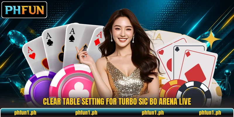 Clear table setting for Turbo Sic Bo Arena Live