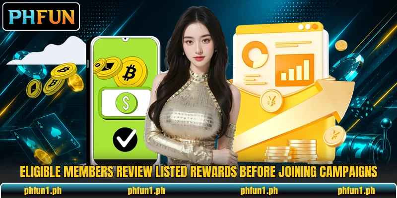 Eligible members review listed rewards before joining campaigns