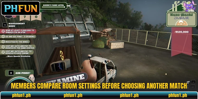 Members compare room settings before choosing another match Members compare room settings before choosing another match