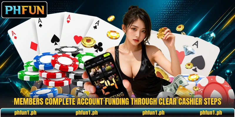 Members complete account funding through clear cashier steps