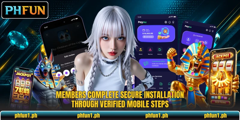 Members complete secure installation through verified mobile steps Members complete secure installation through verified mobile steps