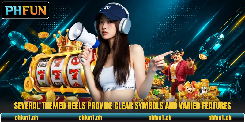 Several themed reels provide clear symbols and varied features Several themed reels provide clear symbols and varied features
